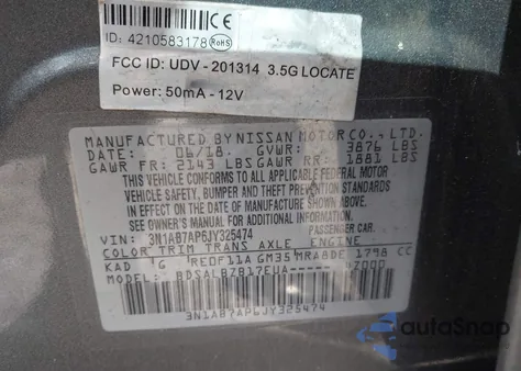 2018 Nissan Sentra S from USA, damaged, VIN 3N1AB7AP6JY325474